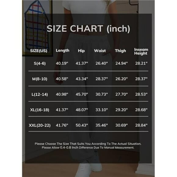 Womens High Waisted Sweatpants Baggy Joggers Lounge Workout Pants with Pockets - Picture 7 of 8